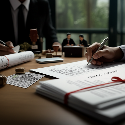 Illustration showing the steps to obtain building permits for villa construction in Bali, including architectural plans, legal consultation, and government approval.