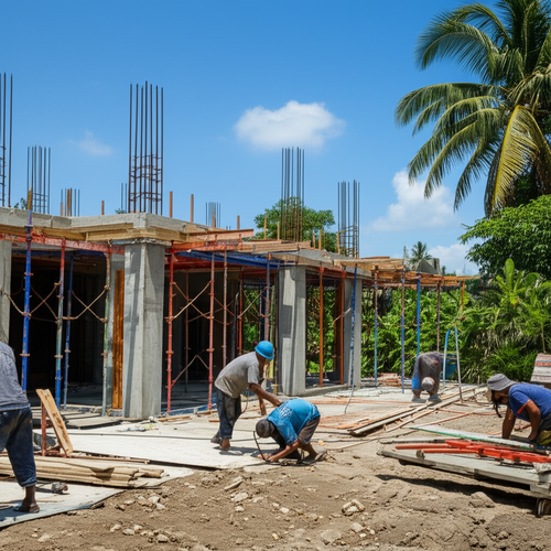 Construction of a modern villa in Bali, Indonesia, showcasing project management and construction expertise.