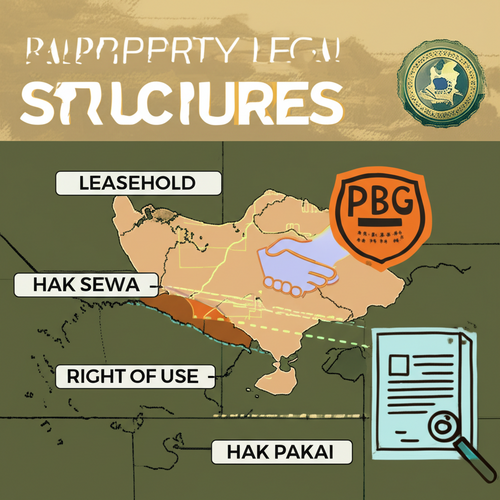 Illustration of Leasehold and Right of Use land ownership agreements in Bali, highlighting legal considerations and the importance of permits.