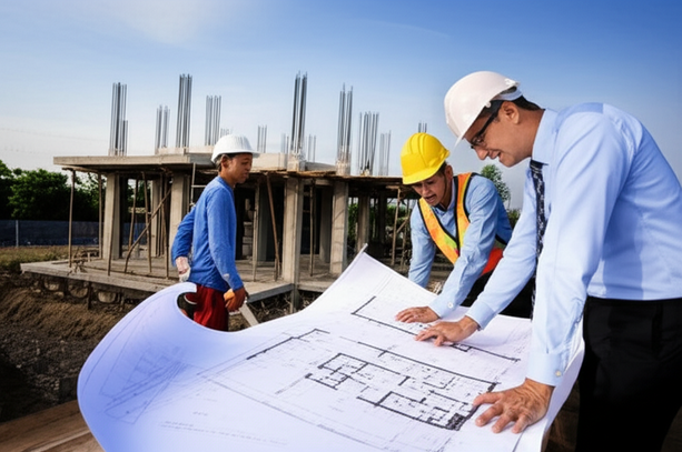 Construction of a modern villa in Bali, showcasing the importance of a licensed contractor and project management.