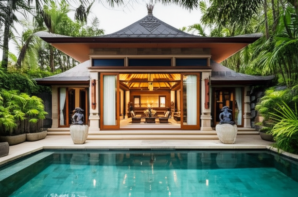 Beautifully renovated villa in Bali, showcasing modern design and traditional architecture.
