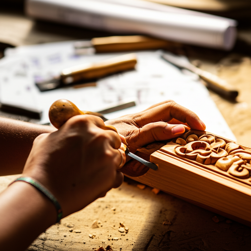 A skilled Balinese artisan carving wood, representing the quality and craftsmanship a general contractor can provide.