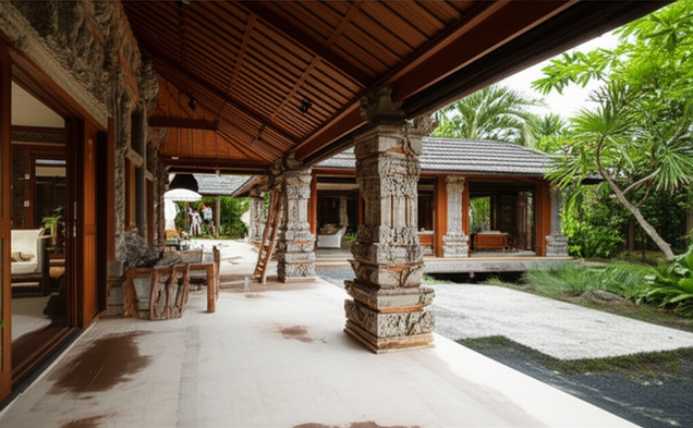 Balinese villa renovation showcasing a blend of traditional and modern design