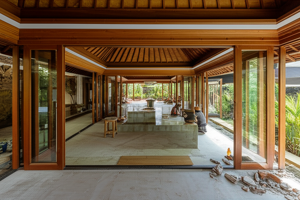 Balinese villa renovation showcasing traditional architecture and modern design.