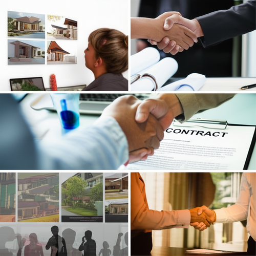 Illustration depicting the key steps for choosing a reliable residential building contractor in Bali, including reviewing experience, checking licenses, contacting references, and reviewing contracts.