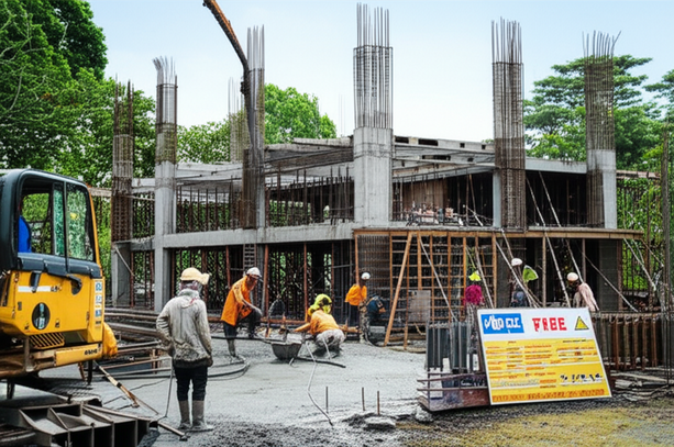 Commercial construction site in Bali, showcasing the role of a general contractor in project management.