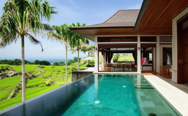 Luxury Balinese villa design showcasing open-plan living, natural materials, and integration with the environment.