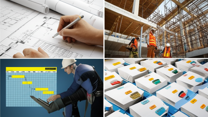 Illustration showing the key responsibilities of a home general contractor, including project planning, site management, budgeting, scheduling, and quality control.