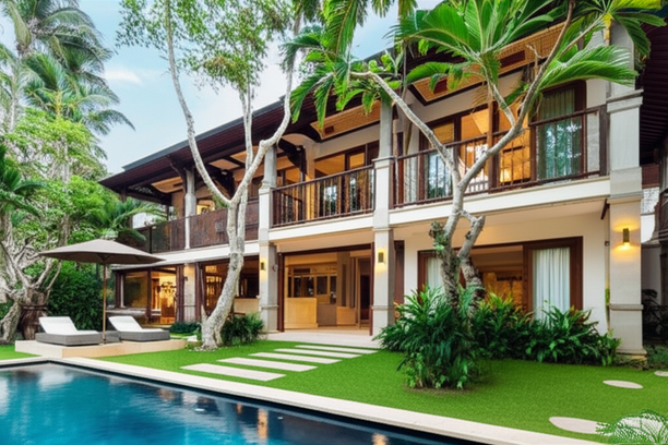 Beautiful modern villa in Bali, showcasing architectural design and quality construction.