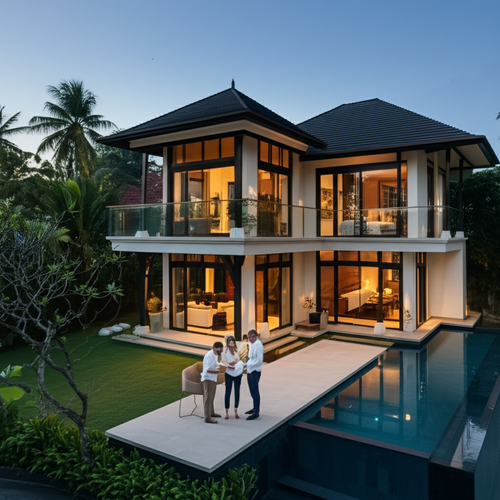 High-end residential construction in Bali, showcasing transparency and client communication with drone footage and progress reports.