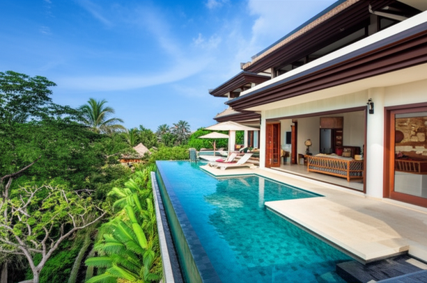 Luxury villa in Bali showcasing high-quality construction and design.