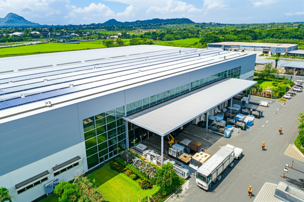 Modern industrial complex in Bali, showcasing sustainable practices and adherence to international safety and quality standards.