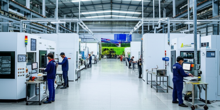 Modern industrial facility in Bali showcasing energy-efficient systems, worker well-being, and streamlined workflows.