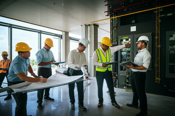 Post-construction inspections and commissioning of a commercial building in Bali, including MEP systems and regulatory approvals.